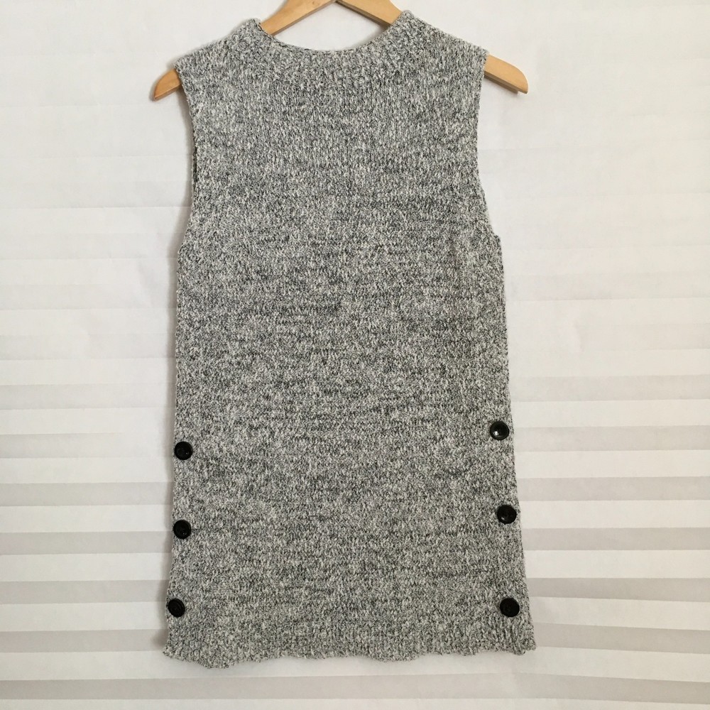 Ann Taylor Womens Tunic Sweater Top Size S Cotton Blend Sleeveless Hem Buttons